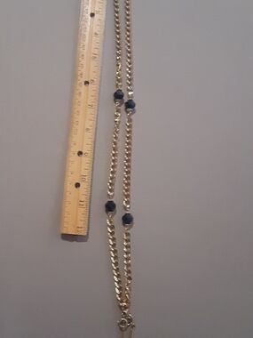Vintage Art Deco Style Sautoir Black and Gold Necklace with 2" Tassel